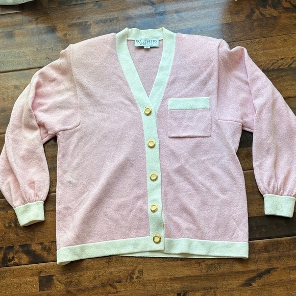 St. John Jackets & Blazers - St. John Pink and Cream Cardigan
